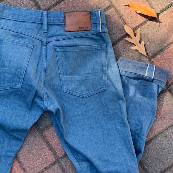 Gustin Raw Denim Skinny Jeans, Italy Sea Blue - Picture 2 of 7